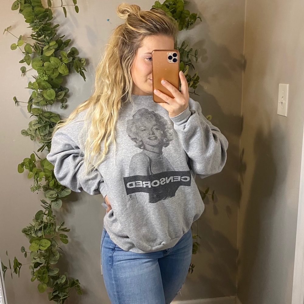 Marilyn Monroe Censored Grey CrewneckSweatshirt XL